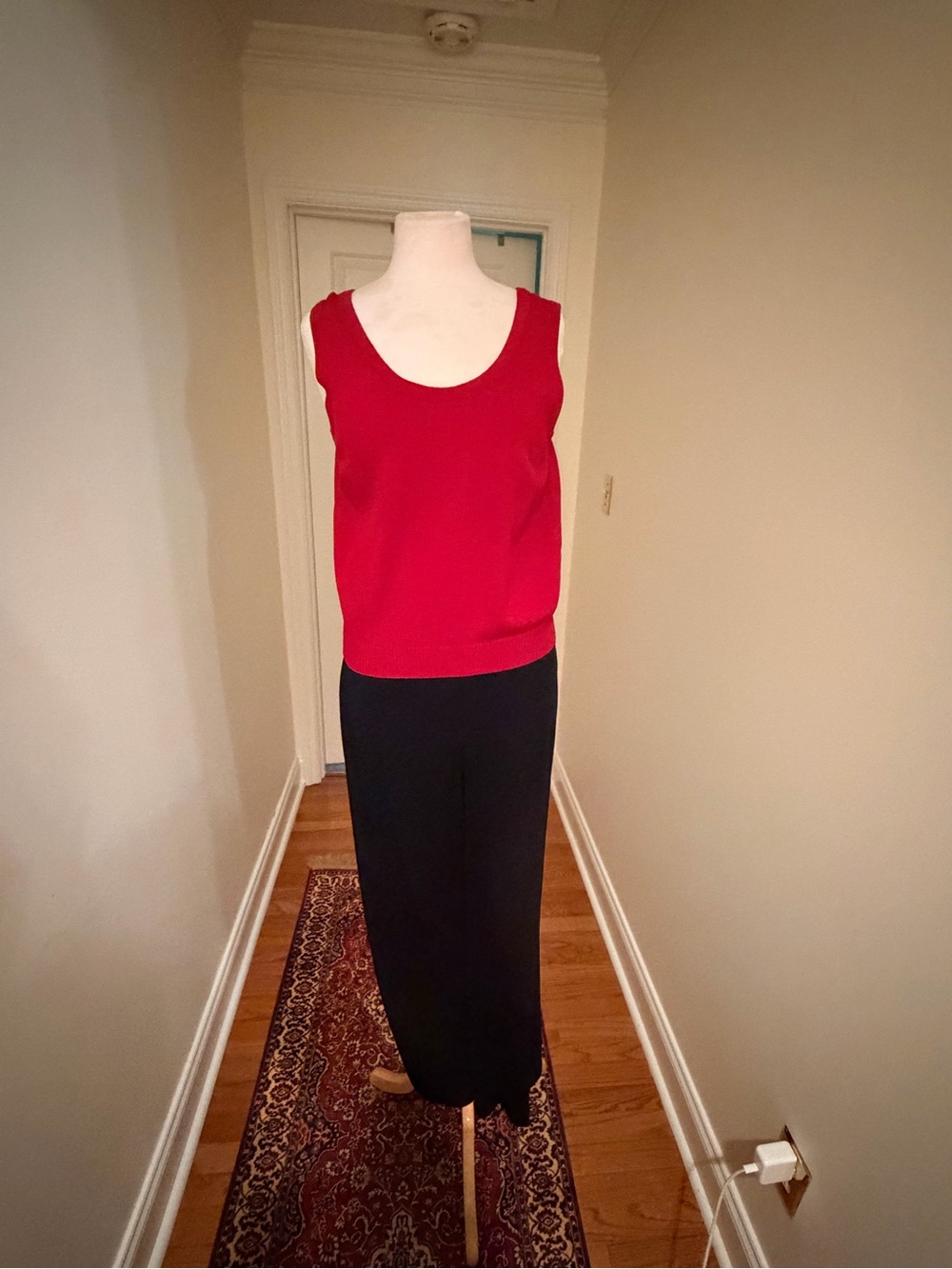 St. John Red Sleeveless Maxi Skirt